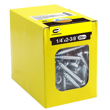 Wood screws hex head 1/4x2-3/8 200pc box standers
