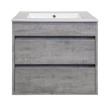 Bathroom Cabinet  Wall Mount Compact 2 Drawer 600 Grey