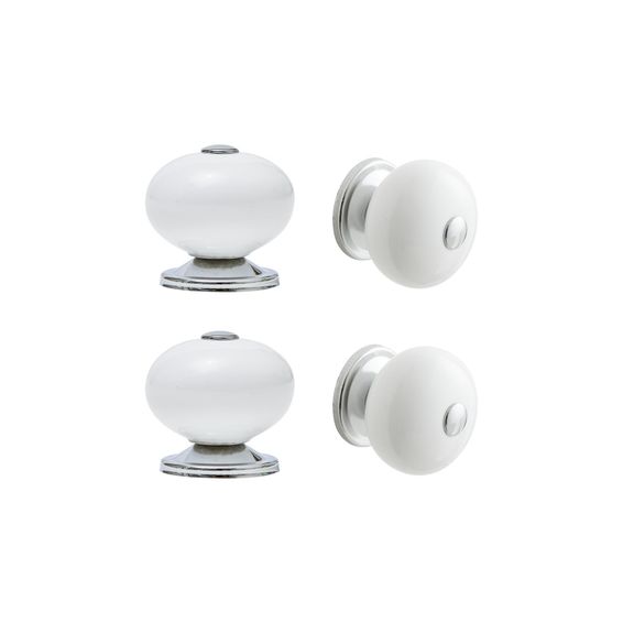 KNOB GABI,D39MM,WHITE PORCELAIN 4 PCS