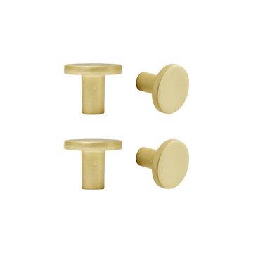 Knob Benny Small Flat Round D25mm Inspire Brass Brushed Matt 4pc