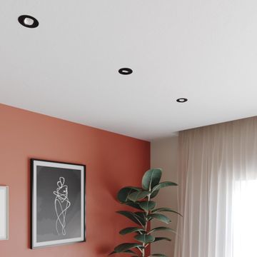 Inspire bama recessed ring gu10 aluminium adjustable black round 8.8cm