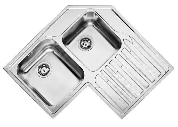 Franke kitchen corner sink franke studio stx 621 double bowl single drainer stainless steel l83cm x w83cm