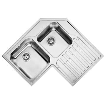 Franke kitchen corner sink franke studio stx 621 double bowl single drainer stainless steel l83cm x w83cm