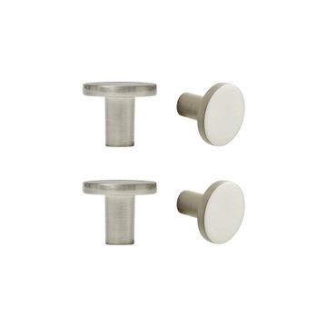 Knob Benny Small Flat Round D25mm Inspire Nickel Brushed Glossy 4pc