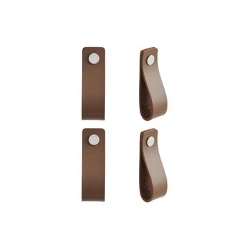 Pull Handle Zack Leather H70 mm Inspire Dark Brown 4pc