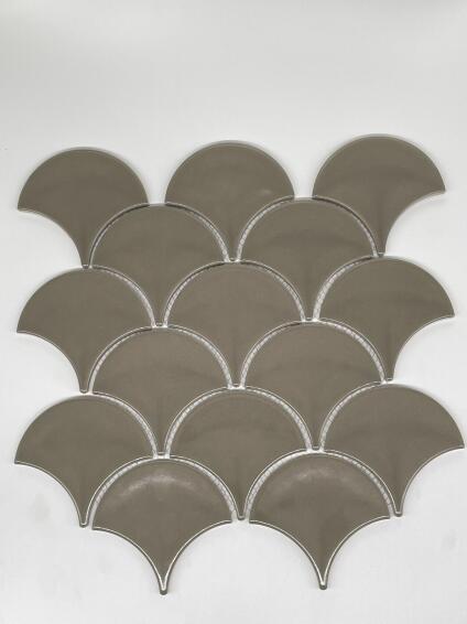 Mosaic Tile Ceramic Fans Taupe L27.3cm x W25.9cm (per sheet)