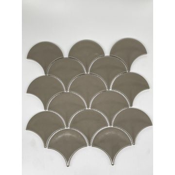 Mosaic Tile Ceramic Fans Taupe L27.3cm x W25.9cm (per sheet)