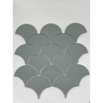 Mosaic Tile Ceramic Fans Sage Grey L27.3cm x W25.9cm (per sheet)