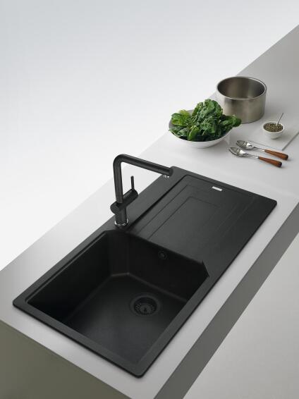 Franke kitchen sink mixer tap active plus black h32cm spout reach 28cm