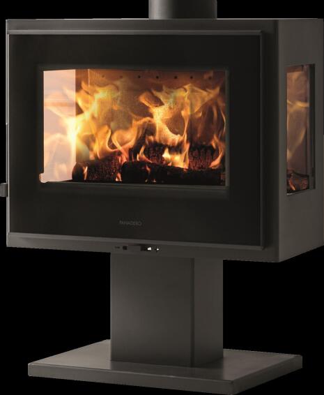Fireplace Free Standing Ecodesign Panadero Atlantic 3v Black Steel 5.9kw