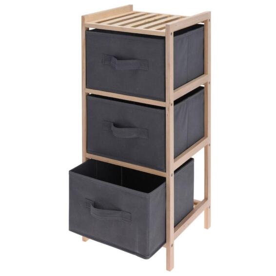 Bathroom Storage Cabinet And 3 Storage Boxes In Dark Grey Color