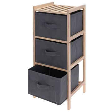 Bathroom Storage Cabinet And 3 Storage Boxes In Dark Grey Color