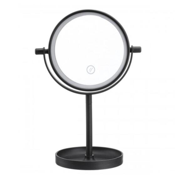 Mirror On Stand With 14 Led Lights Black