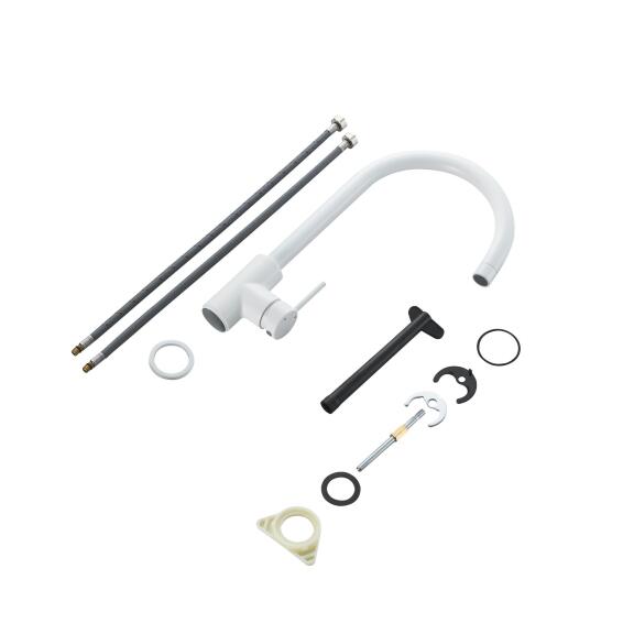 Delinia Kitchen Sink Mixer Tap White H36.1Cm Spout Reach 25Cm