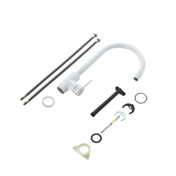 Delinia Kitchen Sink Mixer Tap White H36.1Cm Spout Reach 25Cm