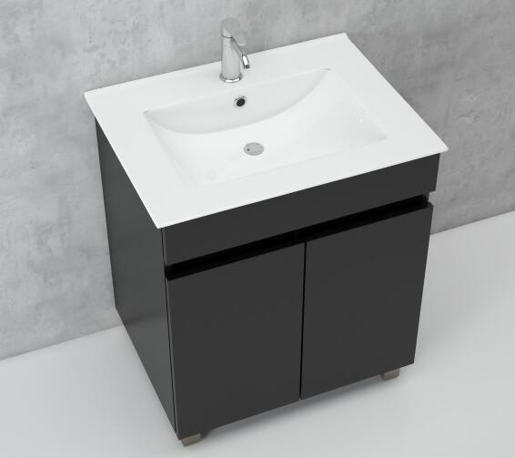 Bathroom Cabinet Floor Standing CONTRACTOR Black W61cmXD47cmXH85cm (Incl Basin)