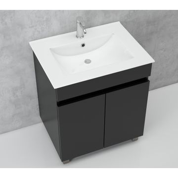 Bathroom Cabinet Floor Standing CONTRACTOR Black W61cmXD47cmXH85cm (Incl Basin)