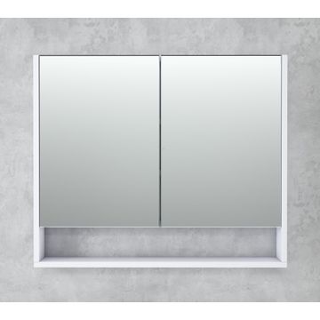 Bathroom mirror cabinet pure white wall w60cmxd15cmxh75cm