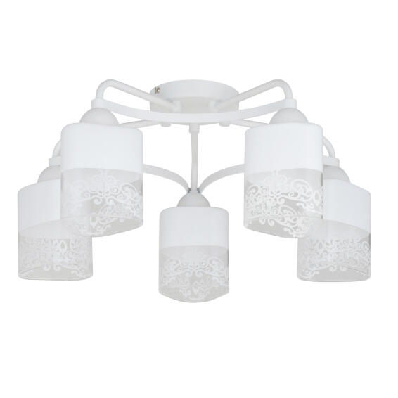 pendant light E14x5 white glass frosted