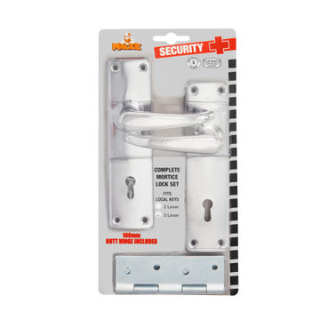 MORTICE LOCKSET SECURITY PLUS 3L w/100MM ZP HINGE