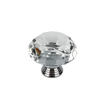 KNOB EDWARDIAN CRYSTAL 32MM CHROME PLTD
