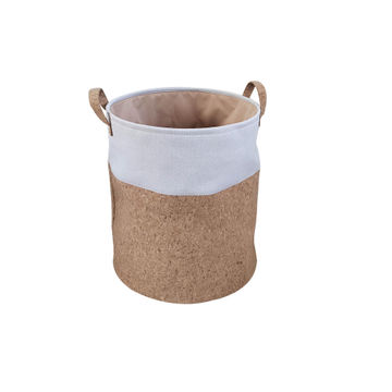 Laundry Basket Linen With Handles Cork Fabric