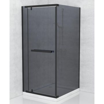 Shower Door Pivot Smoked Glass Black 1000x1000x1900mm