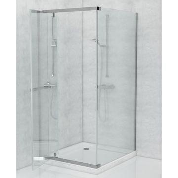 Shower Semi Frameless Pivot Door Chrome 1000 x 1000 x 1900mm