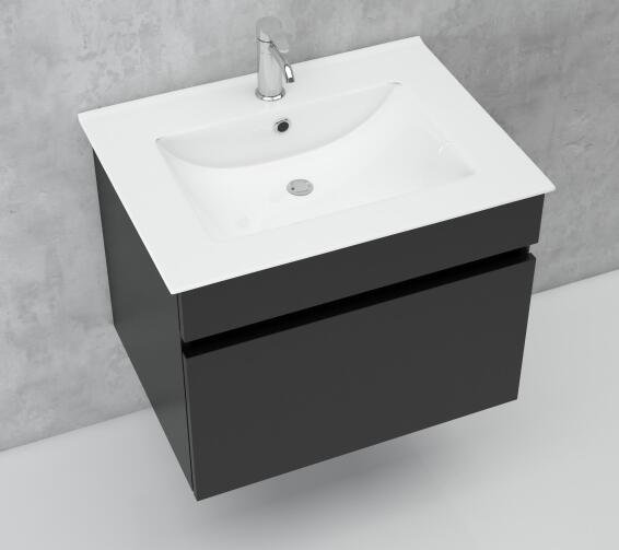 Bathroom Cabinet Wall Hung Contractor Black W61CMXD47CMXH46CM (Incl Basin)
