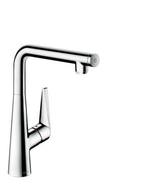 Kitchen tap lever mixer with pull out spray HANSGROHE Talis Select S chrome