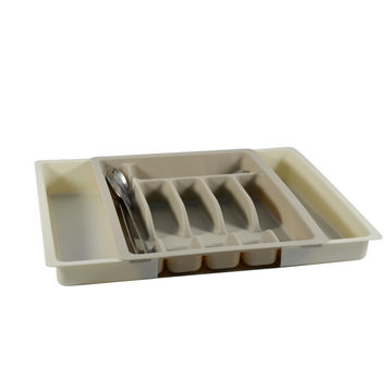 Kitchen Extandable Cutlery Tray Plastic Beige