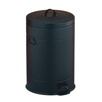 Kitchen Pedal Dustbin Galvanized Black Steel 20 Liters