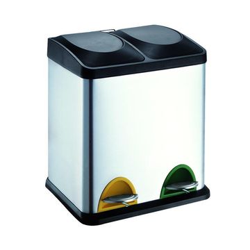 Recycle 2Compartments 15L Each  Kitchen Dustbin Chrome W37Xd43Xh52Cm