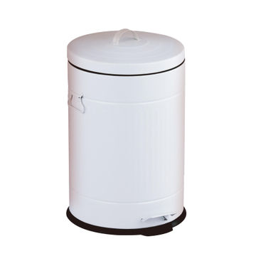 Pedal Kitchen Dustbin Galvanized Metal White 20L