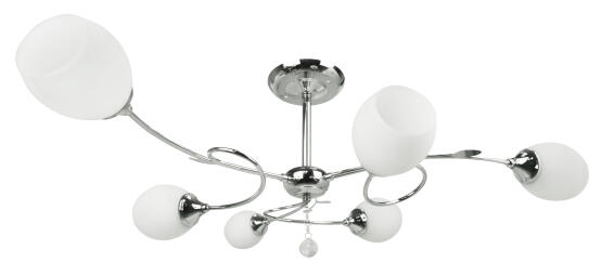 pendant light E27 6x60w metal glass chrome