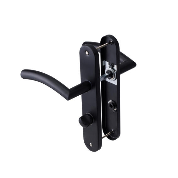 Door handle on plate with thumb lock black INSPIRE 195mm LEROY MERLIN
