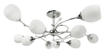 pendant light E27 10x60w metal glass chrome