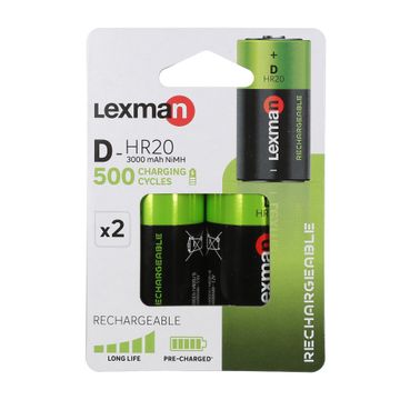 Lexman Rechargeable Battery D-HR20 2 Pack