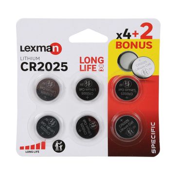 Lexman Lithium Button Battery CR2025 Specific 6 Pack