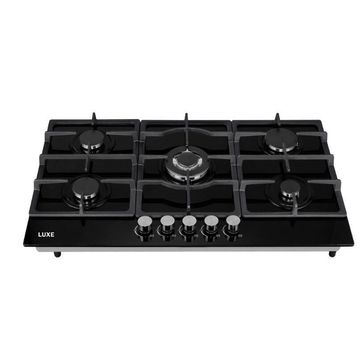 Luxe Kitchen Gas Stove Hob 5 Burner Glass Black 90Cm