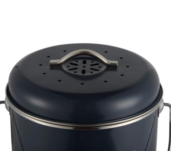 Kitchen Compost Dustbin Metal Black 5L D18Xh21Cm