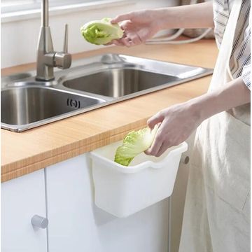 Kitchen Over The Cupboard Door Mini Trash Can White