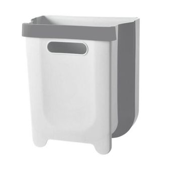 Kitchen Cupboard Door Hanging Collapsible Trash Can Grey 9L