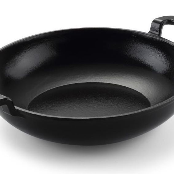 Naterial  Enamel Cast Iron Wok 