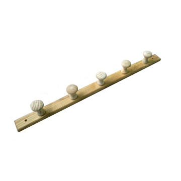 Natural Pine Coat Hanger with 5 small hooks