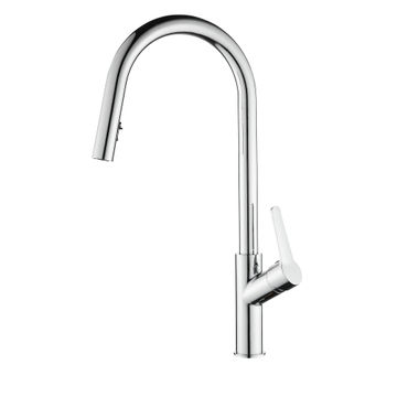 Kitchen Sink Mixer Tap Pullout Silver H29 Cm Spout Reach 22.4Cm