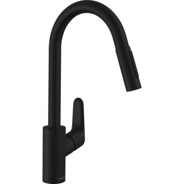 Hansgrohe Kitchen Sink Mixer Tap Decor Spring Neck Black H41 Cm Spout Reach 22Cm