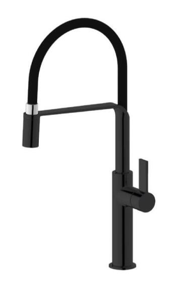 Meissen Kitchen Sink Mixer Tap Volanta Black H52.5Cm Spout Reach 24Cm