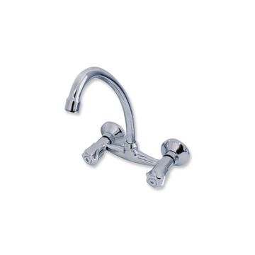 Triumph Kitchen Sink Mixer Tap Coral Wall Type Chrome H26Cm Spout Reach 10Cm