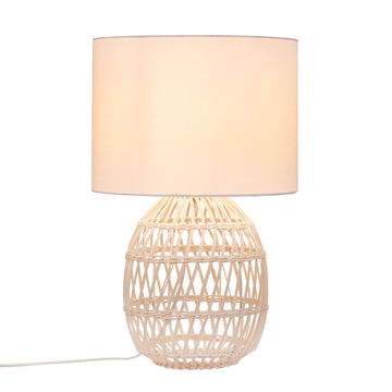 Eurolux Rattan Woven Comet Table Lamp White